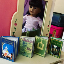 Load image into Gallery viewer, Miniature Classic Book Set for 18 inch Dolls | Boxcar Children | Peter and Wendy | Robin Hood | Girl of the Limberlost | 1:3 Scale