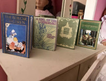 Load image into Gallery viewer, Miniature Classic Book Set for 18 inch Dolls | Boxcar Children | Peter and Wendy | Robin Hood | Girl of the Limberlost | 1:3 Scale