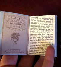 Load image into Gallery viewer, Jane Austen's Trio of miniature books for 18 inch Dolls - Sense and Sensibility, Emma & Pride and Prejudice 1:3 Scale