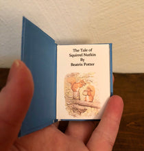 Load image into Gallery viewer, The Tale of Squirrel Nutkin by Beatrix Potter doll sized miniature book for 18 inch Dolls 1:3 scale