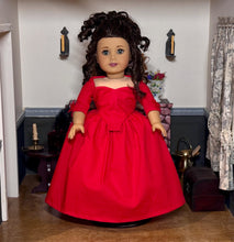Load image into Gallery viewer, CUSTOM ORDER - Iconic Claire Fraser–Inspired Red English Gown (18-Inch Doll Size) 2 week turn around time