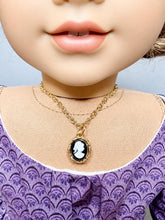 Load image into Gallery viewer, Gold Cameo Necklace for 18inch Dolls | Black & White Cameo | Doll Jewelry | Historical Doll Jewelry