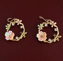 Load image into Gallery viewer, Floral Gold Dangle Charms for 18" Doll Earrings – Bee & Blossom Hoop Design - DANGLES ONLY