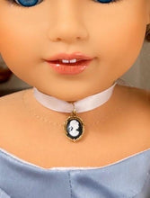 Load image into Gallery viewer, Black & White Cameo Choker Necklace for 18 inch Dolls | Handmade Doll Jewelry