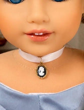 Load image into Gallery viewer, Black & White Cameo Choker Necklace for 18 inch Dolls | Handmade Doll Jewelry