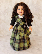 Load image into Gallery viewer, Outlander Inspired Claire Fraser Scottish Doll Outfit | 18 Inch Doll Historical Highland Costume | Green Plaid