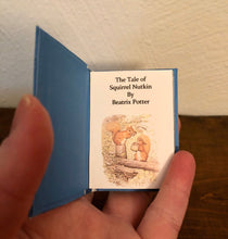 Load image into Gallery viewer, The Tale of Squirrel Nutkin by Beatrix Potter doll sized miniature book for 18 inch Dolls 1:3 scale
