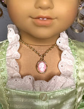 Load image into Gallery viewer, Pink Cameo Gold Necklace for 18inch Dolls | Doll Jewelry | Historical Doll Jewelry
