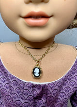 Load image into Gallery viewer, Gold Cameo Necklace for 18inch Dolls | Black &amp; White Cameo | Doll Jewelry | Historical Doll Jewelry
