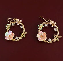 Load image into Gallery viewer, Floral Gold Dangle Charms for 18" Doll Earrings – Bee &amp; Blossom Hoop Design - DANGLES ONLY
