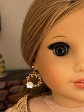 Load image into Gallery viewer, Floral Gold Dangle Charms for 18" Doll Earrings – Bee &amp; White Blossom Hoop Design - DANGLES ONLY
