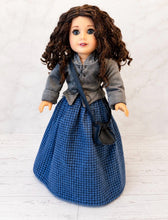 Load image into Gallery viewer, Outlander-Inspired Claire Fraser Doll Outfit for 18-Inch Dolls | Handmade Historical Dress, Jacket, Petticoat, Fichu &amp; Handbag
