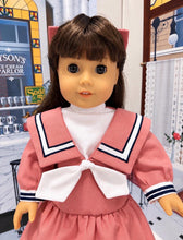Load image into Gallery viewer, Samantha-Inspired Pink Nautical Dress for 18” Dolls | Historical Sailor Dress | Book Illustration | Custom Order 2 Week Turn Around
